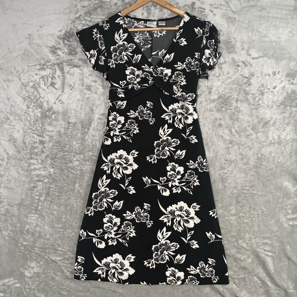 Giorgio Fiorlini Collection Floral Dress Women S Black White Y2K Date Night Boho